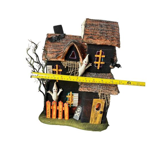 Vintage Department 56 Fiber Optic Haunted House Ghost Bats Lights Up Working - Picture 3 of 12